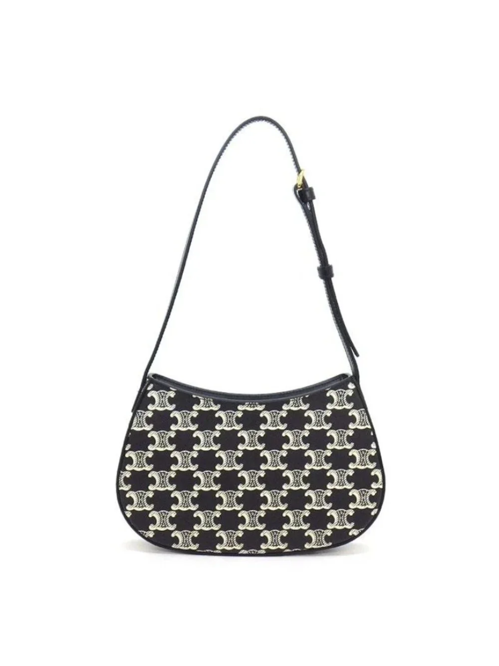 Celine Shoulder Bag Tilly Black White Triomphe Canvas Leather - Picture 2 of 11